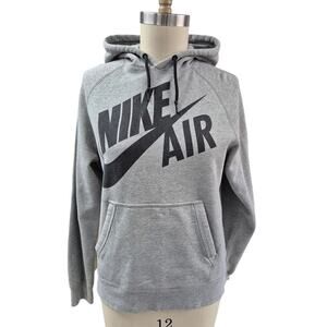 Nike Center Swoosh Air Heathered Gray Black Logo Cotton Blend Hoodie Sz M